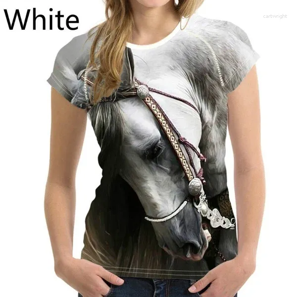 T-shirts femme 2024 T-shirts cheval pour femmes T-shirts chemise Harajuku hauts à la mode T-shirts dames à manches courtes mince T-shirt