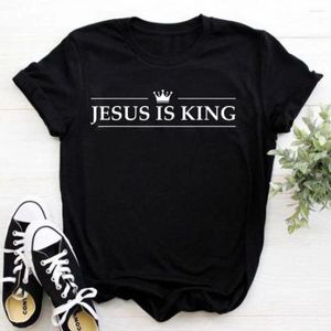 T-shirts Femmes 2024 Jésus est roi Lettre Imprimer Femmes T-shirt Christian Faith Hope Love Harajuku Religion Tops Tees Streetwears