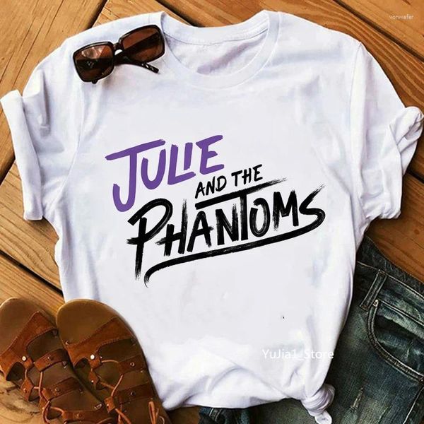 Camisetas para mujer 2024, camisetas gráficas de Julie y los fantasmas, camiseta divertida de notas musicales para mujer, ropa Harajuku Kawaii para mujer, camiseta