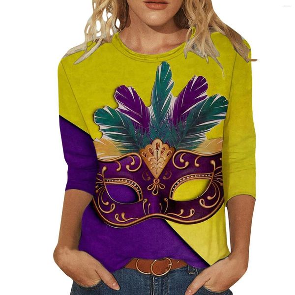 Camisetas para mujer 2024 Camisa Mardi para mujer Traje temático de carnaval Tops de fiesta Camisola demasiado larga Túnica para mujer