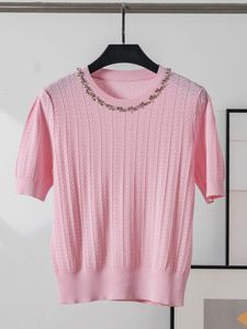 T-shirts pour femmes 2024 Priflacée de cou de coulette de printemps tricot