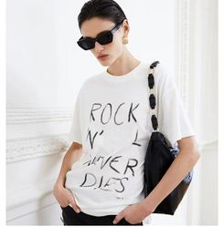 Dames t shirts 2024 zomerontwerper t-shirts niche letters graffiti watermerk losse tops katoen witte korte mouwen