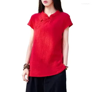 T-shirts Femmes 2024 Femmes Design Coton Lin Doux Printemps Été Élégant Couleur Solide Harajuku Vêtements Femmes Chemise Femme