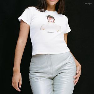 T-shirts pour femmes 23 printemps et été R couleur maquillage hommes numérique imprimé tissu extensible T-shirt à manches courtes pour femmes