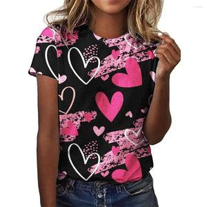 T-shirts pour femmes 3D Love Print T-shirts pour chemise à col rond à manches courtes Harajuku Tops Femme Y2K T-shirt surdimensionné Vêtements pour femmes