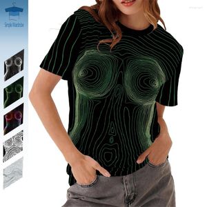 Dames t shirts abstract body sexy o-neck vrouwelijke y2k tops mode grappig 3D printen streetwear upcycle kleding grafisch oversized
