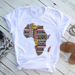 Dames t shirts Africa Map Graphic Women T-shirts 2023 zomer vrouwelijke tops tee meisje wit bedrukte kleding streetwear hoge kwaliteit