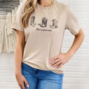 T-shirts pour femmes Aint My First Rodeo Retro Cowgirl T-Shirt Femmes Vintage Western Style Graphic Tee Ladies Cute Funny Shirt Tops
