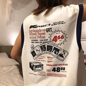 Dames T-shirts American Retro Vest Women Summer Oversized Loose Street Style Mouwlevess T-Shirt Girl Sports Basketball Cool Tops