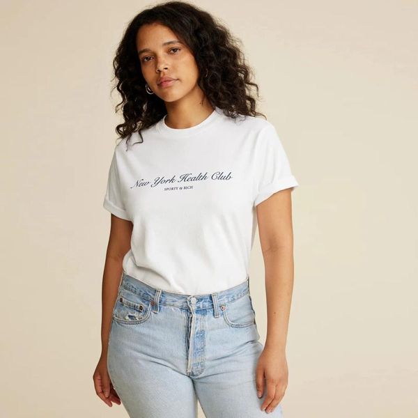 T-shirts pour femmes American Tide Brand Letter Imprimé T-shirt Girls Fashion O Collar Street Wear Women Y2k Top Y2k