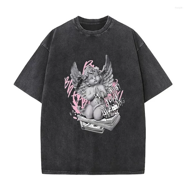 T-shirts pour femmes ange baby art imprimer des t-shirts de coton d'été pour femmes unisexe hip hop gothique rétro quotidien porter des vêtements à manches courtes