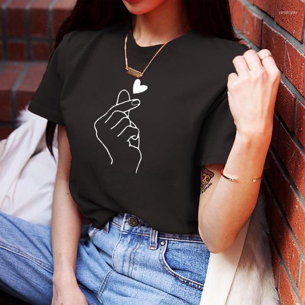 Camisetas de mujer llegada camiseta de mujer gráfico mano de amor divertidas camisetas de verano camiseta mujer Hipster ropa Streetwear camiseta marca