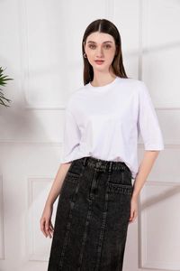 Camisetas para mujer AS 2024 Verano Mujer Boxy Tee Diseño suelto Ropa de dama 95% algodón Aspecto de moda de alta calidad