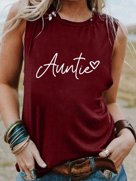 T-shirts pour femmes Aunite arrivée femmes sans manches t-shirt tante drôle été haut décontracté t-shirt Vintage tante chemise