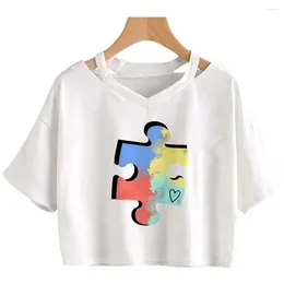 T-shirts pour femmes autisme 90S Streetwear coréen mode crop top femelle graphique fée