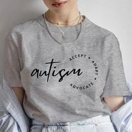 T-shirts pour femmes Autisme Conscience de manches courtes t-shirts Casual Female Vêtements graphiques Graphiques Femmes Streetwear surdimension