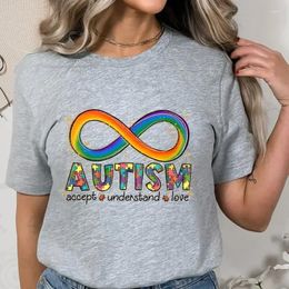 T-shirts pour femmes autism infinitas fashion fashion t-shirts t-shirts décontractés accepter les vêtements de chemise graphique d'amour