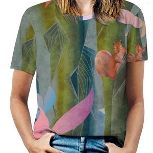 Dames t shirts herfst door een waterval vrouw's t-shirt lente en zomer bedrukte bemanning nek pullover top bossen