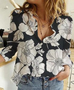 Dames t shirts herfst elegante mode solide print lange mouw dames kledingkantoor casual all-match plus size blouse