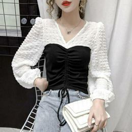 Camisetas de mujer Otoño Invierno Moda Mujer Top de manga larga Smock Camisa francesa Diseñador sexy Venta al por mayor T-shirt Coat