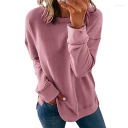 Mulheres camisetas Outono Inverno Cor Sólida Mulheres T-shirt O Pescoço Manga Longa Solta Tops Elegante Feminino Urbano Confortável Commuter Casual Tees