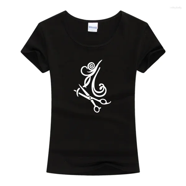 T-shirts Femmes Barber Chemise Femmes Été Mode À Manches Courtes O-Cou Coton Casual Coiffeur T-shirt Filles Femme Ciseaux Vêtements Tops