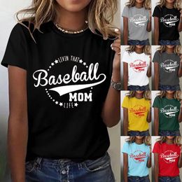 T-shirts pour femmes Baseball Mom Moyenne Shirt à manches longues Femmes Brève compression pour