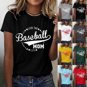 Camisetas femeninas béisbol mamá camisa media manga de manga larga compresión corta para