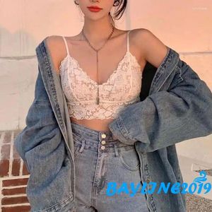 T-shirts pour femmes Bay-Women Camisole rembourrée réglable Spaghetti Strap Floral Lace Wirefree Bralette Longline Bra