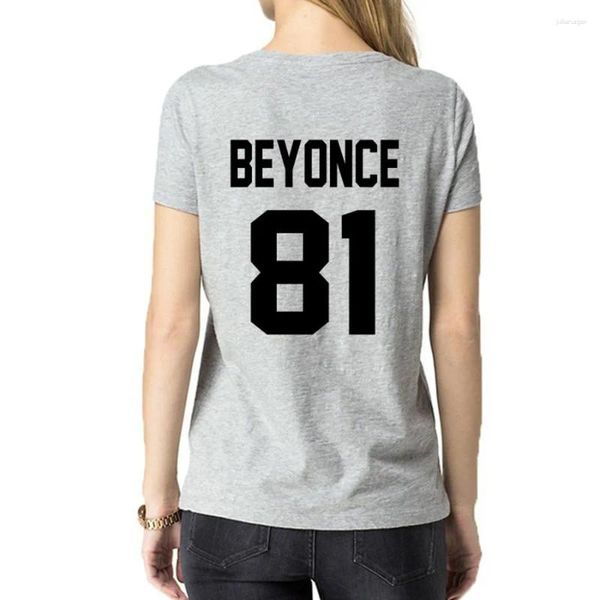 T-shirts pour femmes Beyonce 81 Impression sur le côté arrière Tshirt Année de naissance Tee graphique Tee Sexy Femmes Men Couple Casual Funny Shirt Drop