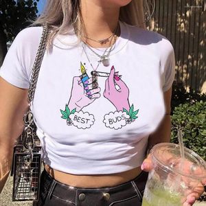 Dames T-shirts Bong Trashy Graphic Crop Top Girl 2000s 90s Vintage Clothes Tee