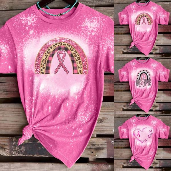 T-shirts pour femmes sensibilisation au cancer du sein octobre nous portons des hauts roses col rond femmes vêtements Vintage chemise esthétique t-shirts Streetwear