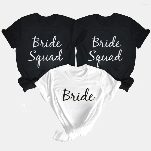 T-shirts Femmes Mariée et Squad Tshirt Femmes drôles à manches courtes Bachelorette Party Tee Shirt