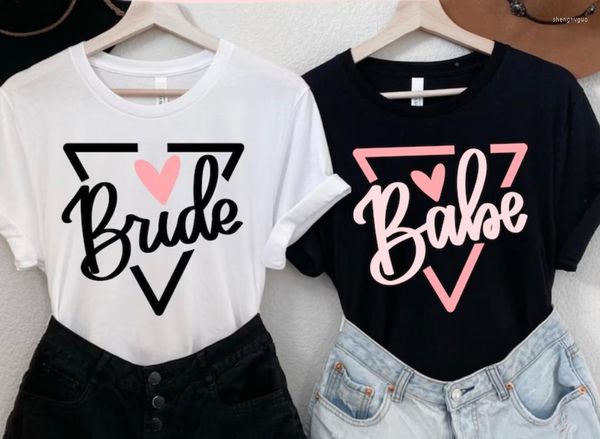 Camisetas de mujer Bride Babe Scripted Bachelorette Party Diseños digitales Cortar archivos Despedida de soltera Damas de honor Algodón Manga corta Top Tees Y2k