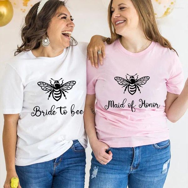 T-shirts de femmes Bride to Bee Tops Funny Y2K Graphic Blouses Maid of Honor Tees Bridal Wedd Hen Party T-shirt Femmes 2024 esthétique