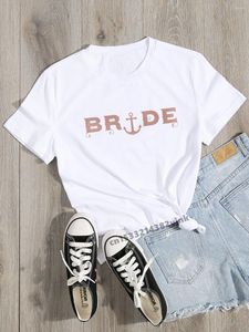 T-shirts pour femmes mariée tribu équipe Bachelorette fête de mariage femmes Evjf t-shirt décontracté dames basique col rond rose à manches courtes t-shirt