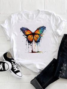 Dames t shirts vlinder liefde waterverf trend korte mouw dame o-neck shirt kleding vrouwen mode casual print top grafisch tee t-shirt