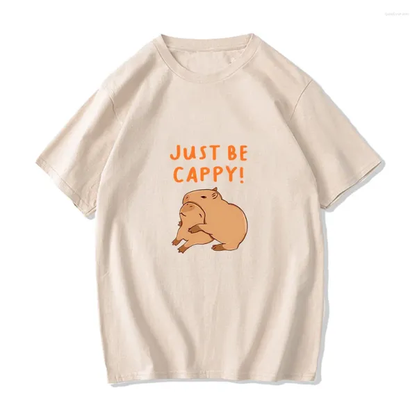 T-shirts Femmes Capybara Just Be Cappy T-shirt Kawaii Casual Coton Sof Graphic Impression Vêtements Hommes / Femmes T-shirts à manches courtes de haute qualité