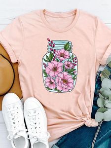 Dames t shirts cartoon bloem trend schattige vrouwen print t-shirts casual vrouwelijke vrouwelijke dames met korte mouwen mode kleding kleding grafisch T-shirt