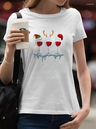 T-shirts pour femmes Dessin animé doux vêtements d'hiver Joyeux Noël Femmes Chemise Imprimer Tops Tee Lady T-shirts Top T-Shirt Année Femme Graphique