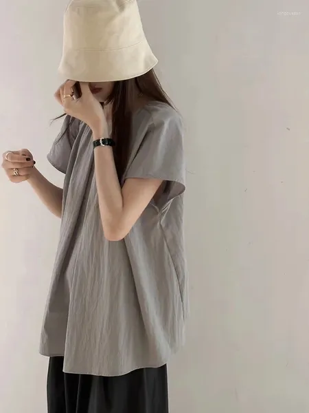 T-shirts pour femmes Casual Grey Classe à manches à manches Coup d'été