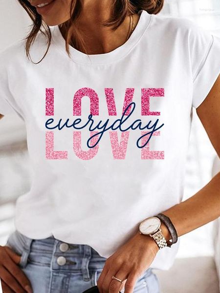 T-shirts pour femmes Casual Ladies Women Print Femme Été Graphic Tee Vêtements Lettre Love Cute 90s T-shirts À Manches Courtes Vêtements Mode