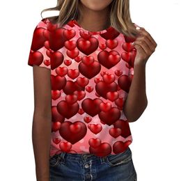 T-shirts pour femmes décontracté col rond saint valentin imprimé T-shirt à manches courtes grande taille vêtements coréen Dongdaemun de haute qualité