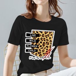 Damen-T-Shirts, lässiges Damen-T-Shirt, Wild-Muster-Serie, T-Shirt, hohe Qualität, Schwarz, Harajuku, O-Ausschnitt, Basis, Kurzarm-Top, Kleidung, Drop