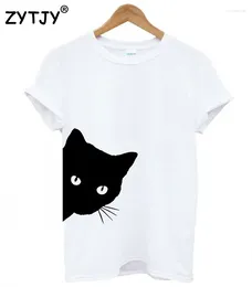 T-shirts pour femmes Chat regardant à l'extérieur Imprimer Femmes Tshirt Casual Chemise drôle pour Lady Girl Top Tee Hipster Tumblr Drop Ship MA-7