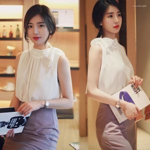 Dames T-shirts Chiffon Shirt Mode Koreaanse versie van Temperament Halve hoge hals Strik Top Modieuze westerse stijl Trui Sle