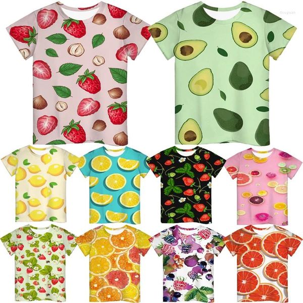 Camisetas para mujer Niños Frutas divertidas Impresión 3D Verano Niños Niñas Camisetas para niños pequeños Camiseta Niños Aguacate Fresa Limón Manzana Camisetas