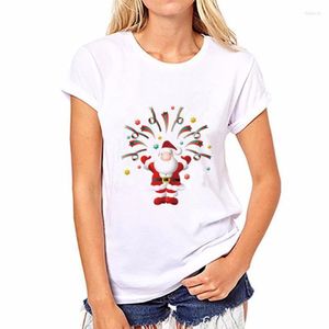 T-shirts pour femmes Noël Claus Shirt Santa Tree Tshirt Bonhomme de neige Imprimer Cartoon 2022 Happy Year Holiday Fashion Femmes