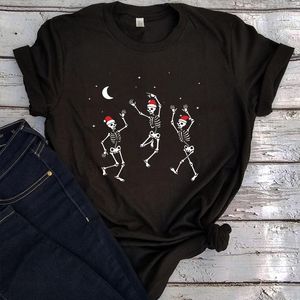 Vrouwen T Shirts Kerst Skeleton Tshirt Dansen Womens Shirt Leuke Tee Grappige Vakantie Tops