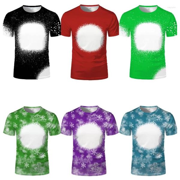 T-shirts pour femmes T-shirts de Noël T-shirts de Noël Impression de flocon de neige Sublimation Blank Vêtements décontractés Style O-Cou Tee Polyester pour DIY Imprimer PO